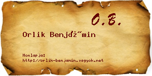Orlik Benjámin névjegykártya